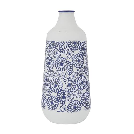 White Iron French Country Vase, 22" x 13" x 10"